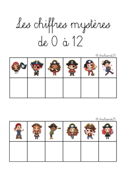 Chiffres mystères de 0 à 12 - pirates
