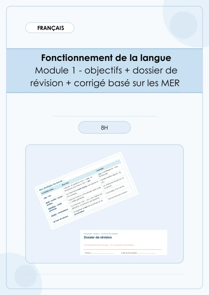 Français - FDL - Module 1 - objectifs + dossier révision + corrigé