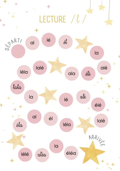 Jeu de lecture syllabes l-é-a