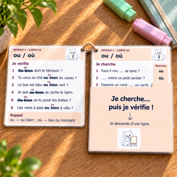 🐾 Mes ateliers autocorrectifs ou / où – 2 niveaux | 4 CHF 🐾
