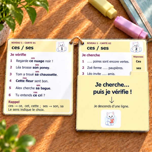 🐾 Mes ateliers autocorrectifs ces / ses – 2 niveaux | 4 CHF 🐾