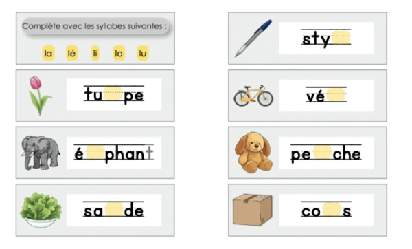 Syllabe dans le mot - son l