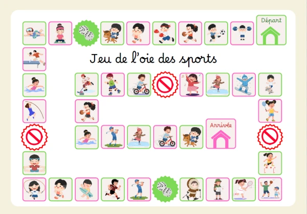 Jeu de l'oie vocabulaire sports