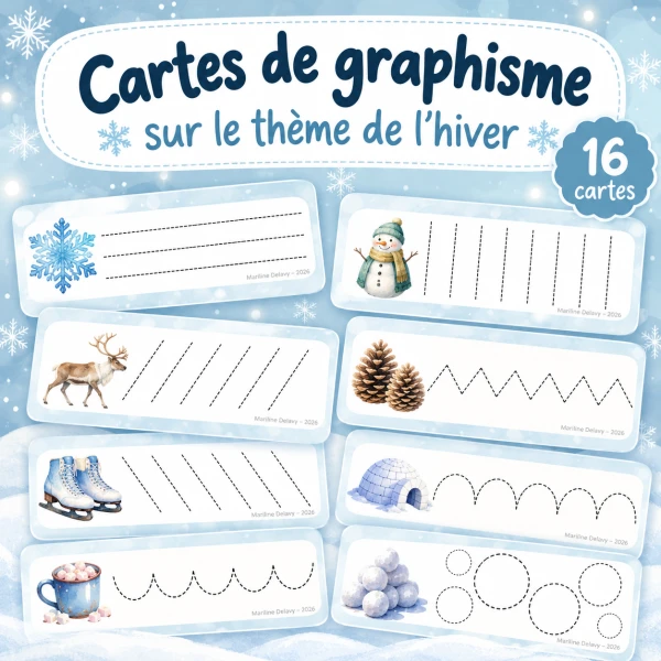 16 cartes de graphisme - Hiver