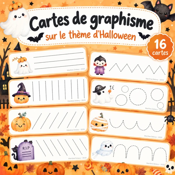 16 cartes de graphisme - Halloween