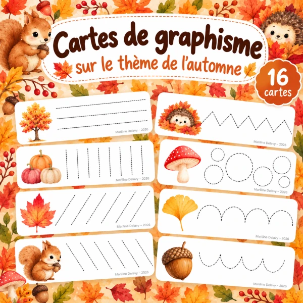 16 cartes de graphisme - Automne