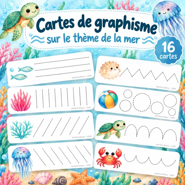 16 cartes de graphisme - Mer / été