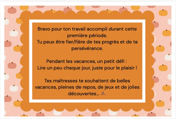 étiquettes à coller dans le carnet de devoirs pour valider la période