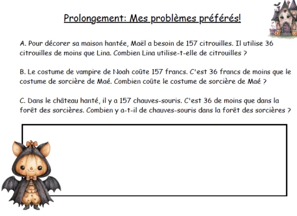 Prolongement problèmes 5P Halloween