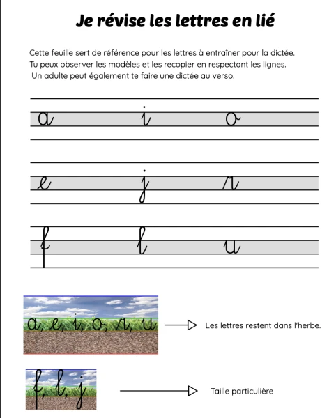 Révision lettres en lié temps 1 - 3P
