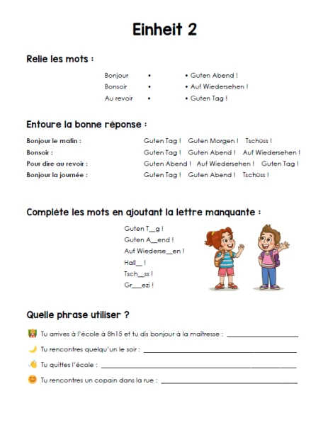 Einheit 2 - 5H exercices les salutations
