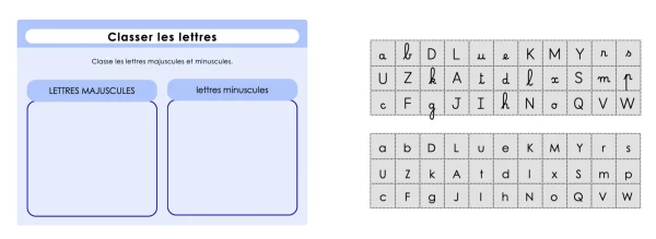 Classer les lettres : majuscules, minuscules