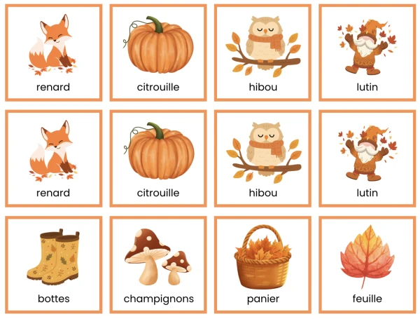 Memory de l’automne – 24 paires illustrées