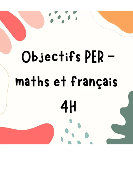 Objectifs PER - maths et français 4H