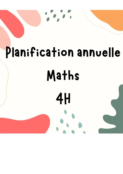 Planification annuelle Maths 4H
