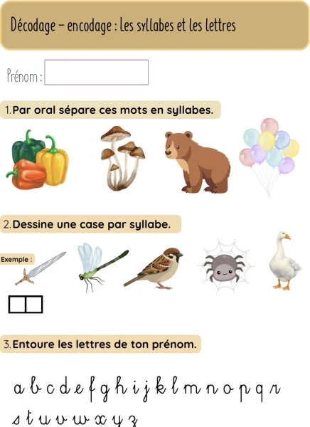 Entrainement syllabes et lettres