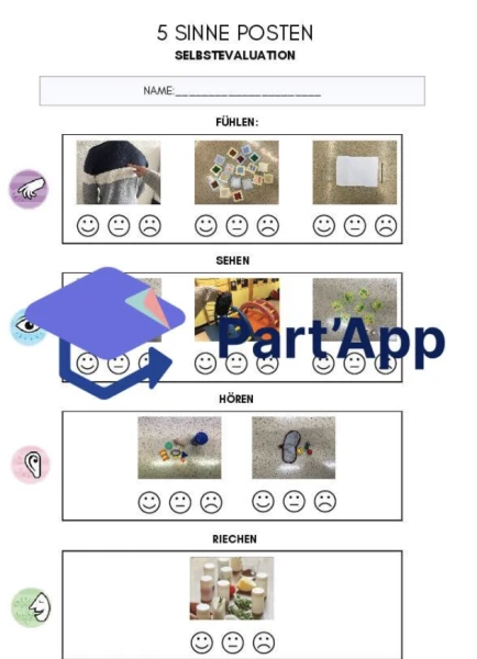 Selbstevaluation Kindergarten - 5 Sinne Postenarbeit