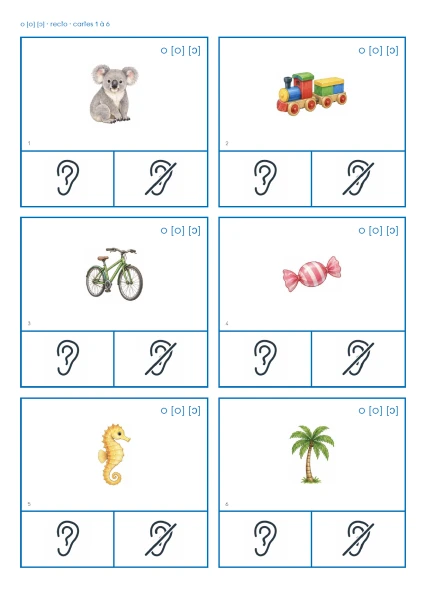 Cartes à pinces son [o] [ɔ] (temps 1 - 3P)