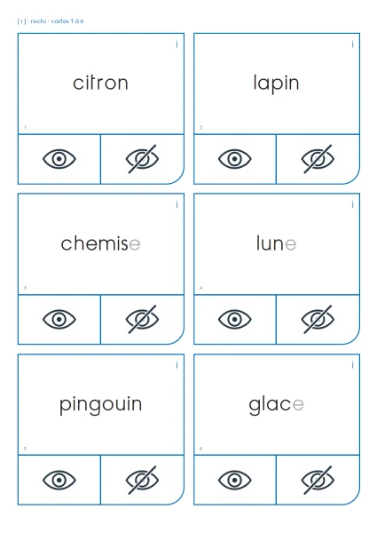 Cartes à pinces graphème i (temps 1 - 3P)