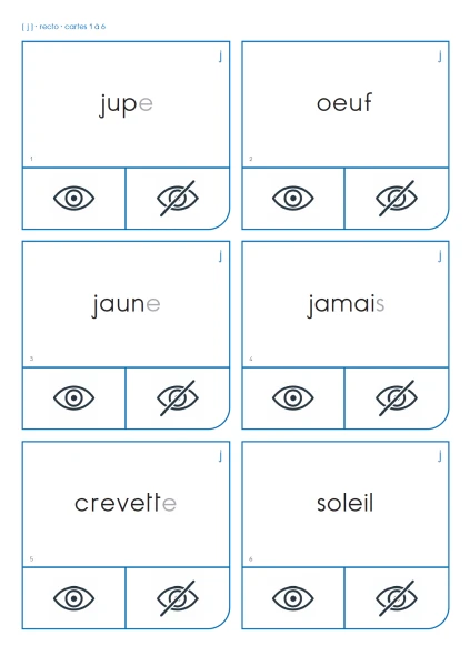 Cartes à pinces graphème j (temps 1 - 3P)