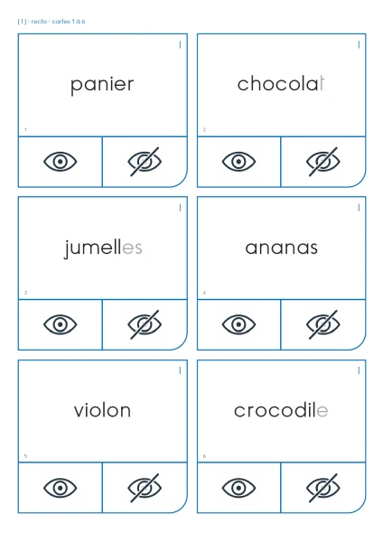 Cartes à pinces graphème l (temps 1 - 3P)