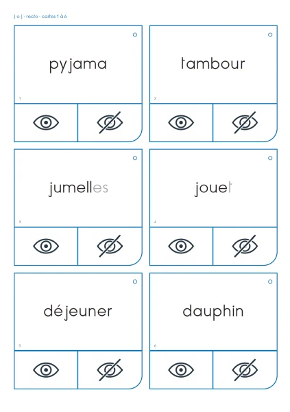 Cartes à pinces graphème o (temps 1 - 3P)