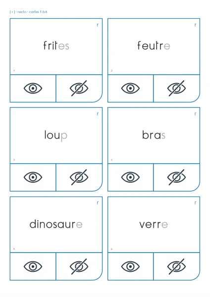 Cartes à pinces graphème r (temps 1 - 3P)