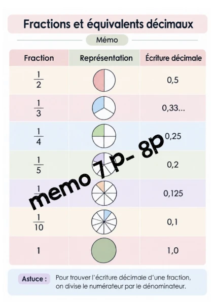 Fractions et équivalents décimaux