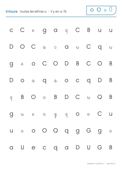 Repérage du graphème o (temps 1 - 3P)