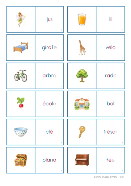 Domino images et mots (sons temps 1 - 3P)