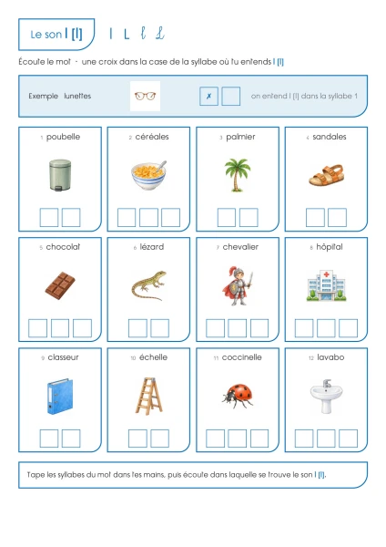 son l [l] : dans quelle syllabe ? (temps 1 - 3P)
