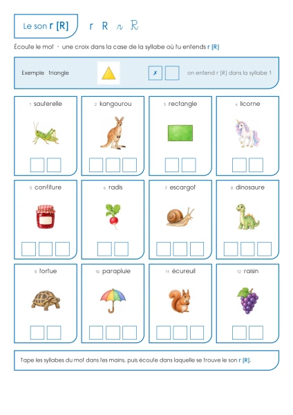 son r [R] : dans quelle syllabe ? (temps 1 - 3P)