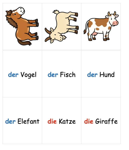 Allemand 6P - Memory les animaux