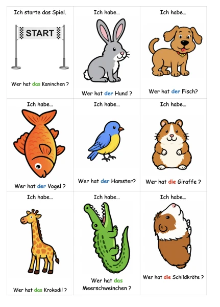 Allemand 6P - Cartes ich habe... wer hat..? - Les animaux