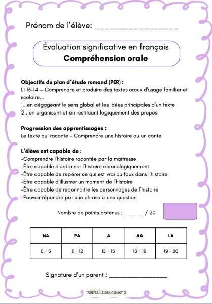 EVAL - compréhension orale