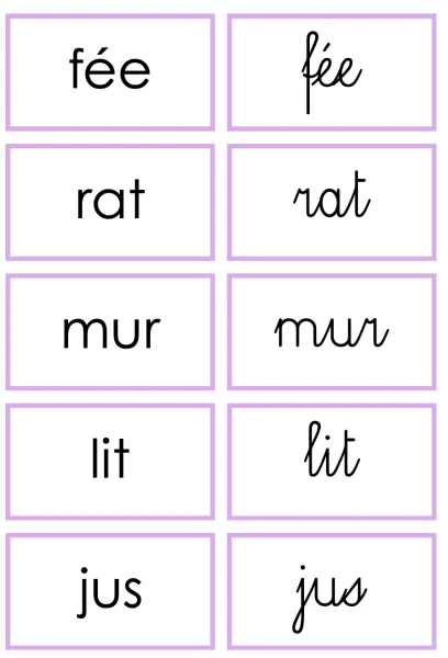 Lecture de mots en écriture liée 3H