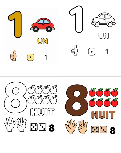 Registre des nombres de 1 à 10