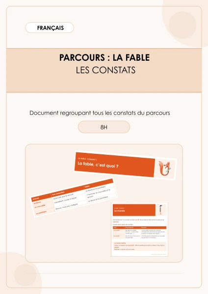 Français - 7-8H - Parcours - La fable - Constats