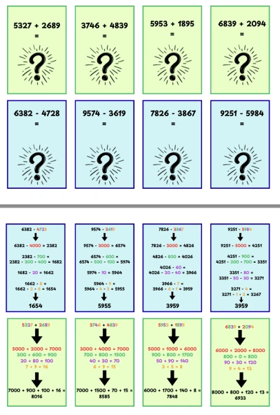 8 cartes calcul réfléchi 6H