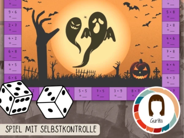 Jeu de dés « Les tables de multiplication » sur le thème d'Halloween