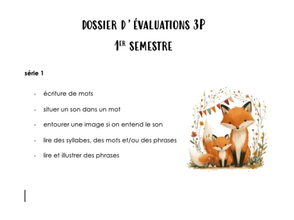 dossier évaluations 3P, 1er semestre, série 1