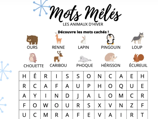 mots mêlés d'hiver