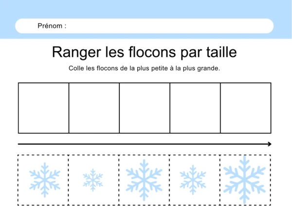 Exercices de tri par grandeur