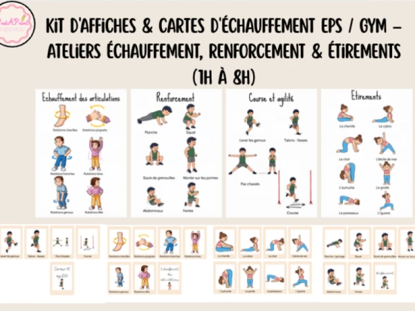 Kit Échauffement EPS & Gym : Affiches, Cartes & Ateliers (1H-8H)
