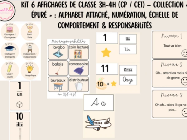 Kit 6 Affichages 3H-4H – Collection Épuré