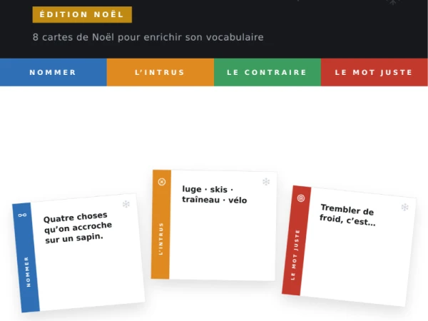 Vocabulaire 3-6H — 8 cartes spéciales Noël (Butin)