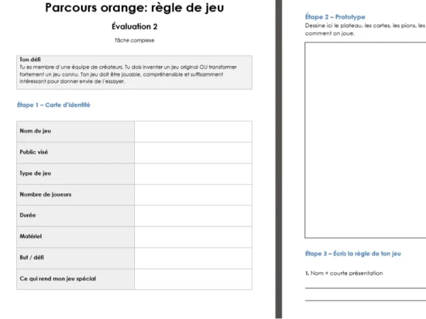 La règle du jeu tâche complexe 8H