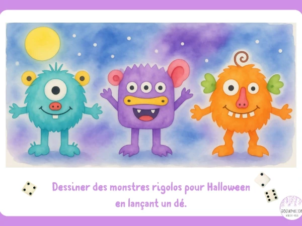 Monstres rigolos pour Halloween en lançant un dé