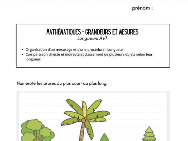 évaluation maths 3H - Grandeurs et mesures AV1.1