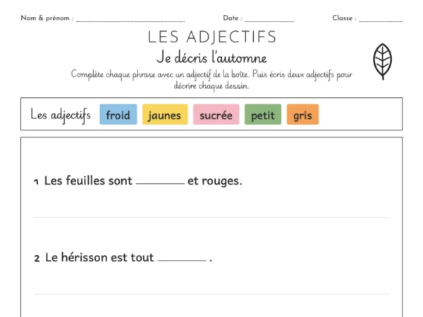 Les adjectifs et l’automne !